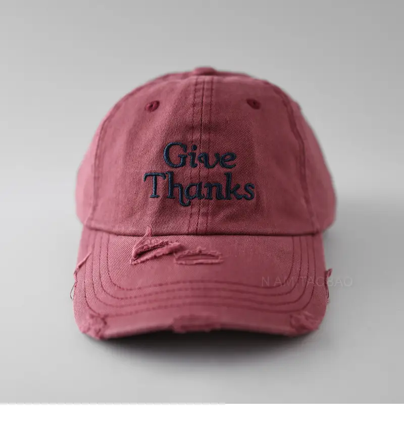 Black "Give Thanks" Embroidered Cap for Men Women — feature 9