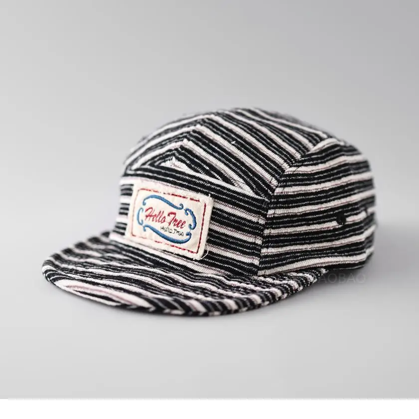 Japanese Vintage Striped Baseball Cap Unisex Flat Brim - Image 6