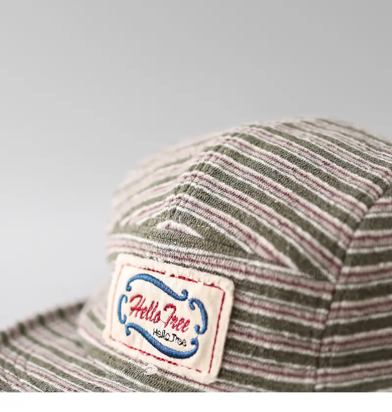 Japanese Vintage Striped Baseball Cap Unisex Flat Brim — feature 10
