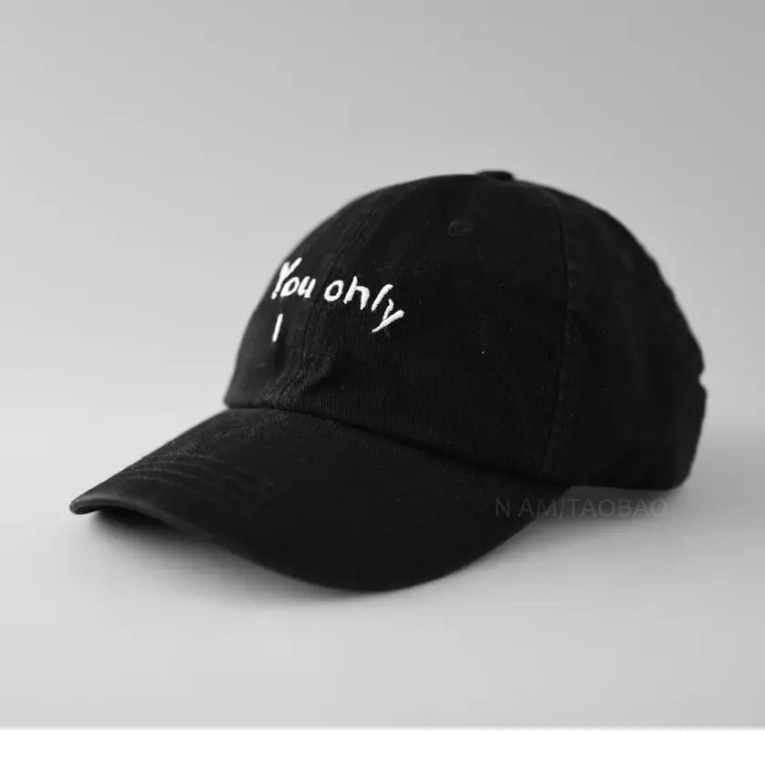 Black Korean Baseball Cap with "You Only" Embroidery - Image 9