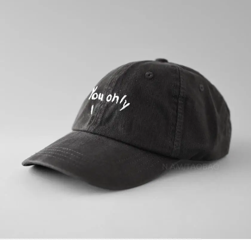 Black Korean Baseball Cap with "You Only" Embroidery - Image 10