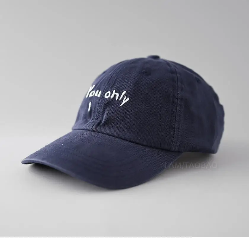 Black Korean Baseball Cap with "You Only" Embroidery - Image 11