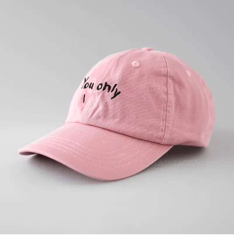 Black Korean Baseball Cap with "You Only" Embroidery — feature 5