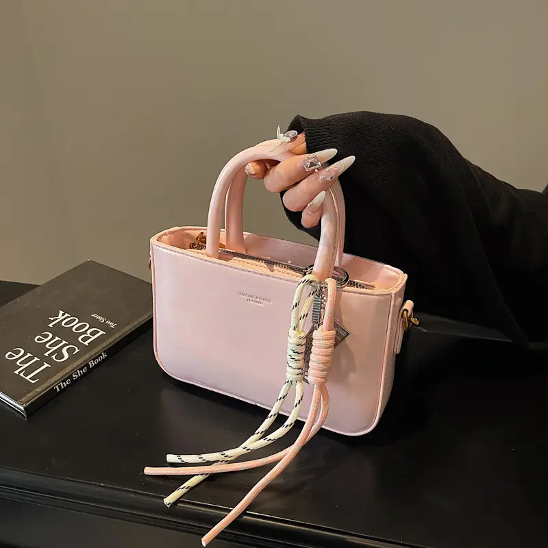 Pink Peshawari Women's Shoulder Bag with Feather Tassel - Image 3