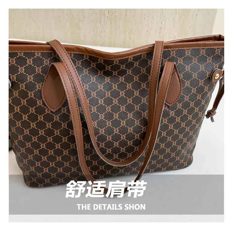 Women's Printed Leather Tote Bag Brown 2025 Spring — feature 5