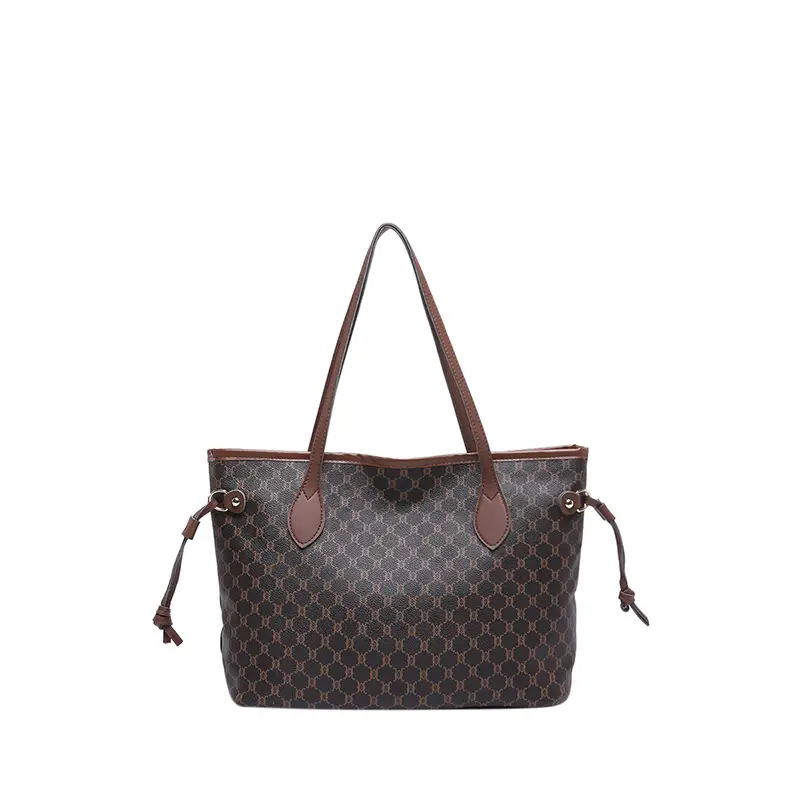 Women's Printed Leather Tote Bag Brown 2025 Spring - Image 3