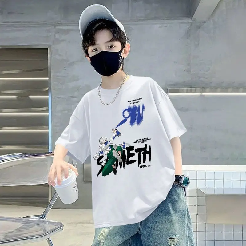 Boy Cotton Graphic T-Shirt White Summer Wear