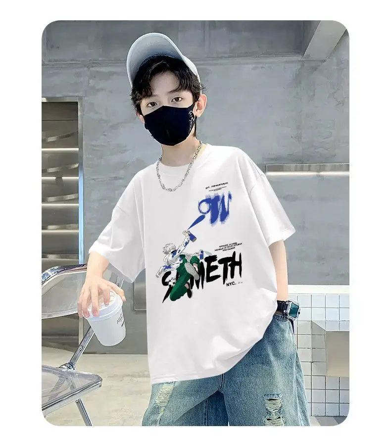 Boy Cotton Graphic T-Shirt White Summer Wear — feature 6