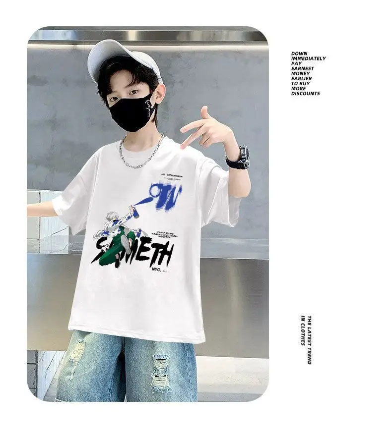 Boy Cotton Graphic T-Shirt White Summer Wear — feature 7