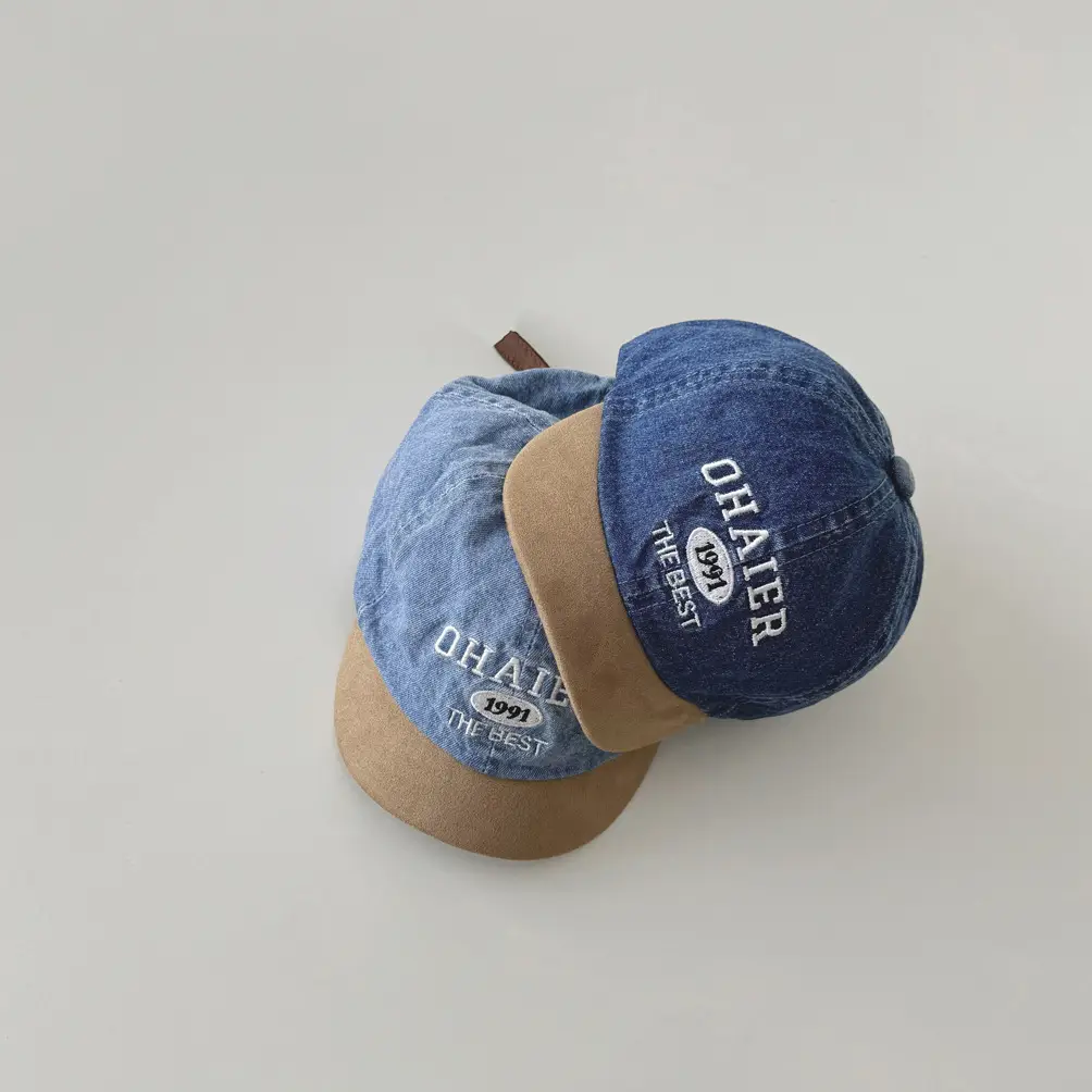 Blue Denim Embroidered Baby Cap 2025 Spring Autumn - Image 6