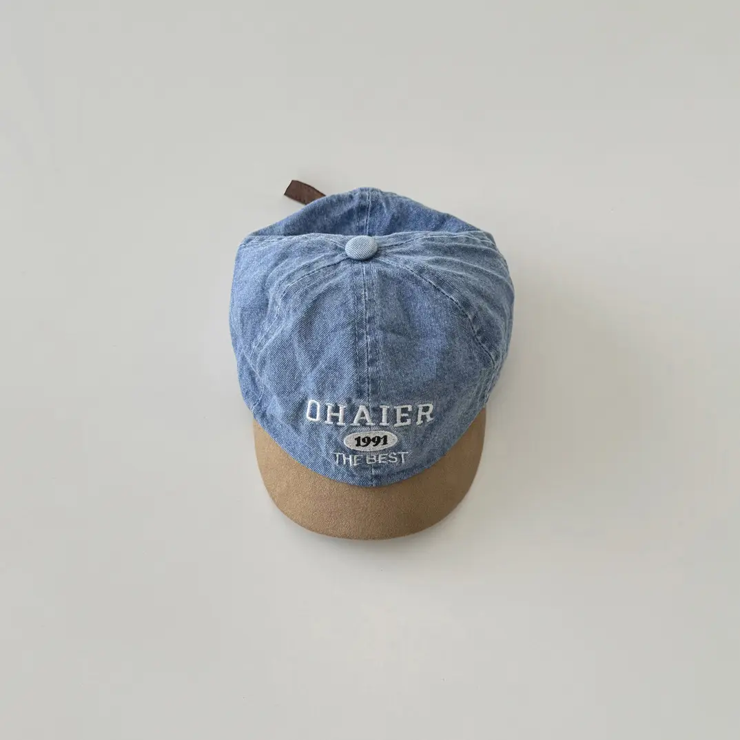 Blue Denim Embroidered Baby Cap 2025 Spring Autumn - Image 2
