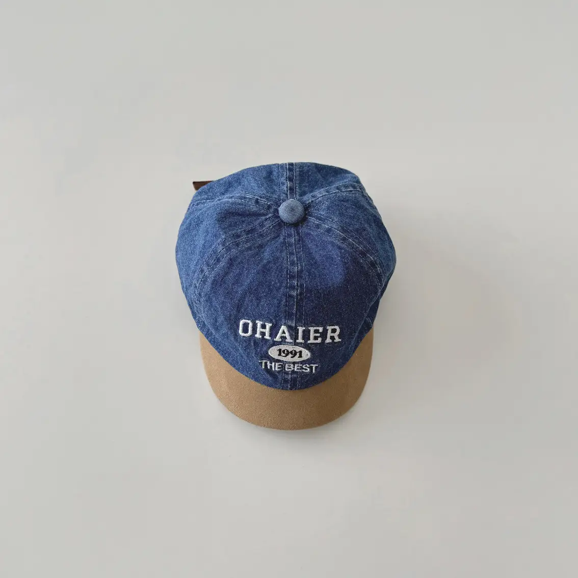 Blue Denim Embroidered Baby Cap 2025 Spring Autumn - Image 3