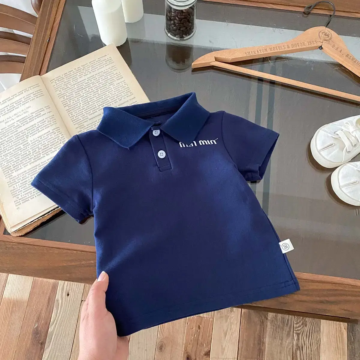 Summer Boys Korean Polo Shirt White Blue Red