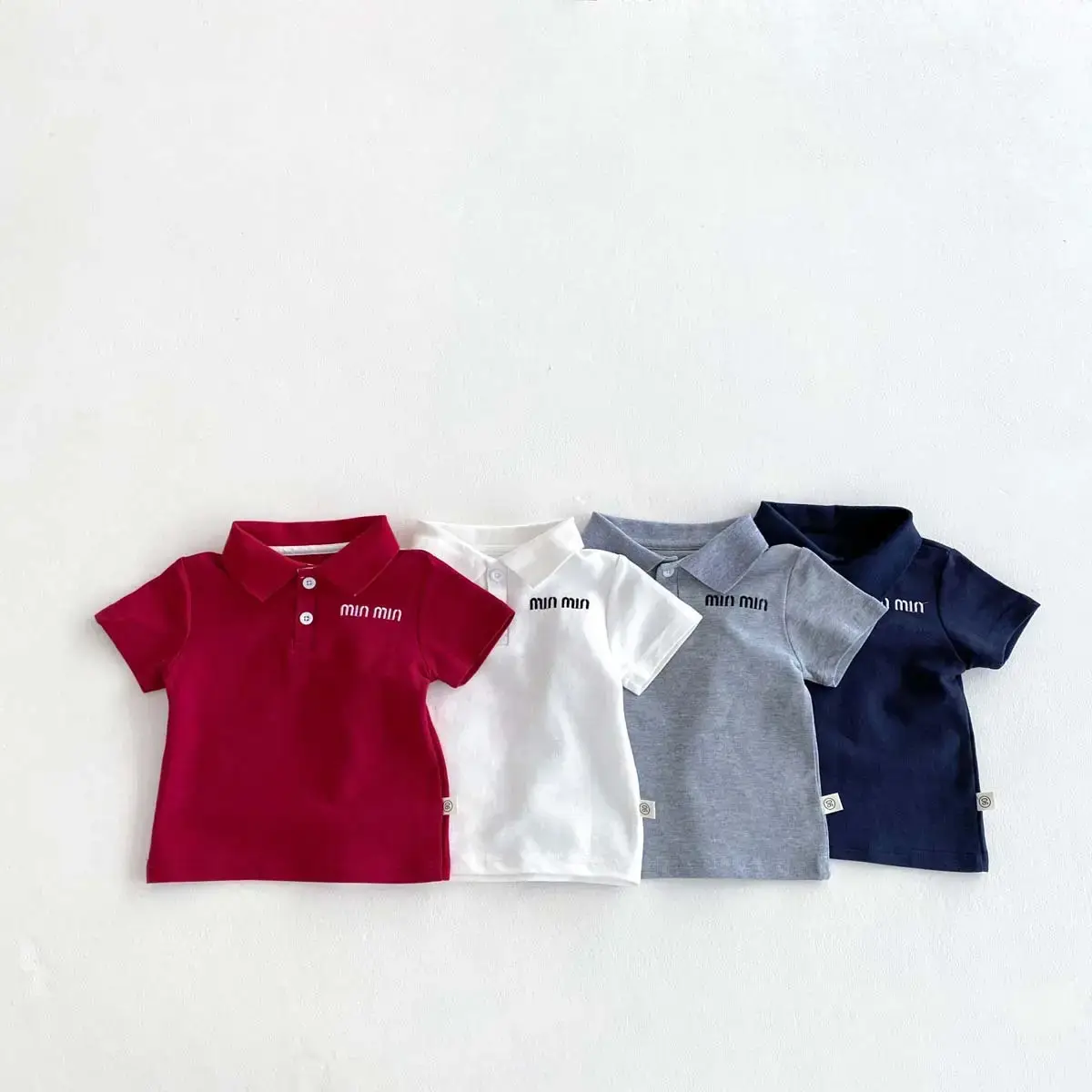 Summer Boys Korean Polo Shirt White Blue Red