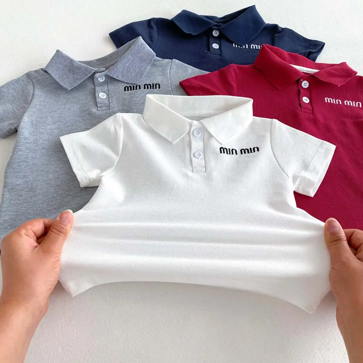 Summer Boys Korean Polo Shirt White Blue Red — feature 11