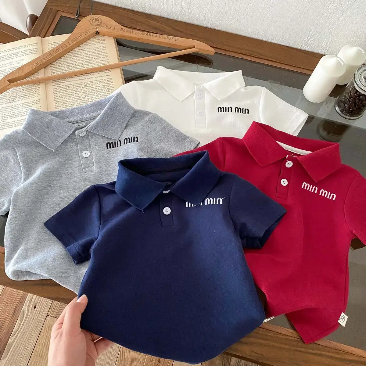 Summer Boys Korean Polo Shirt White Blue Red — feature 2