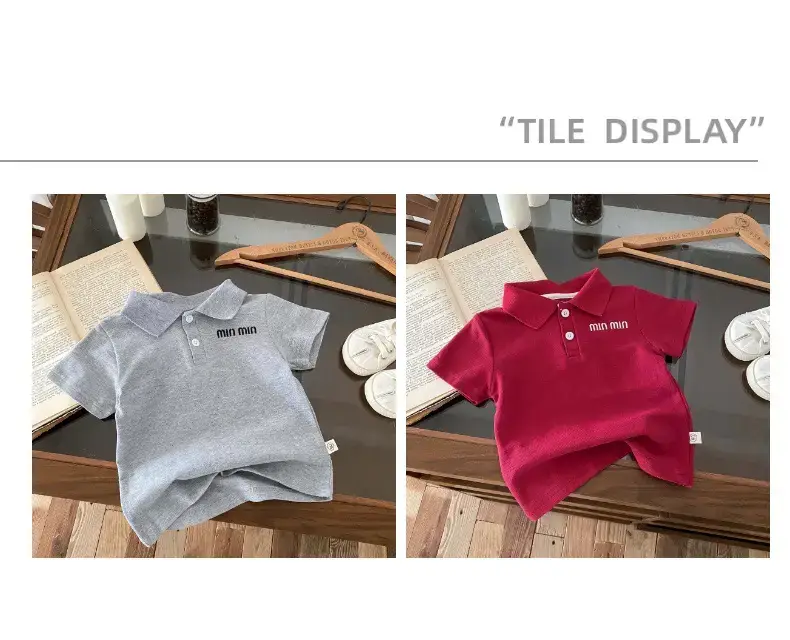 Summer Boys Korean Polo Shirt White Blue Red — feature 5