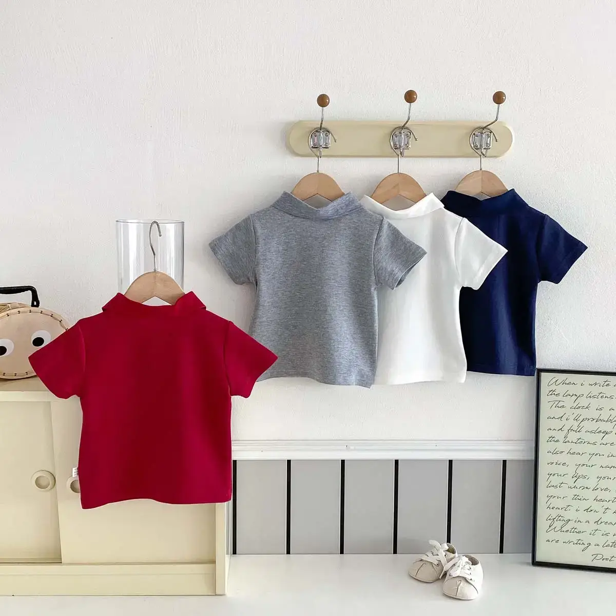 Summer Boys Korean Polo Shirt White Blue Red — feature 8