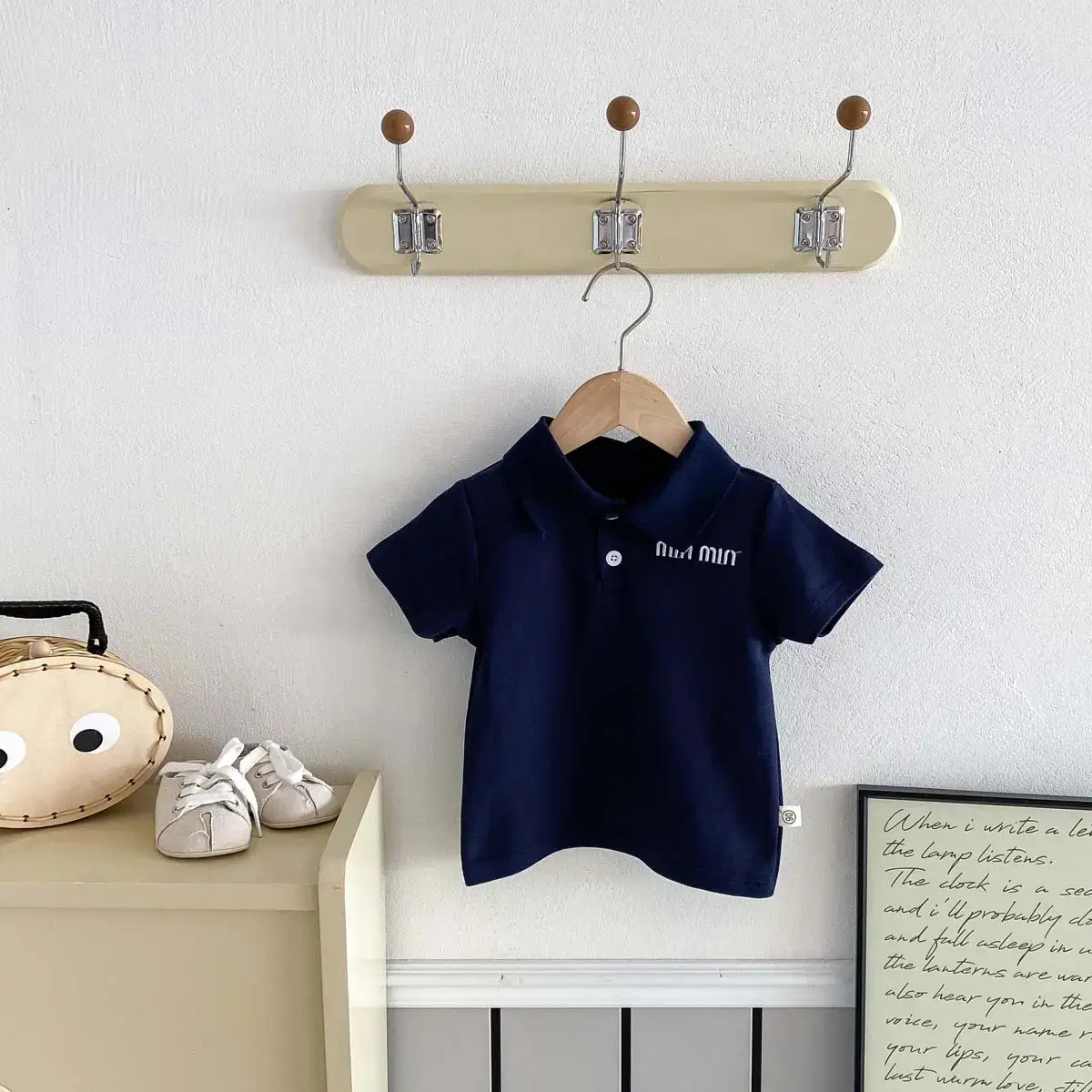 Summer Boys Korean Polo Shirt White Blue Red