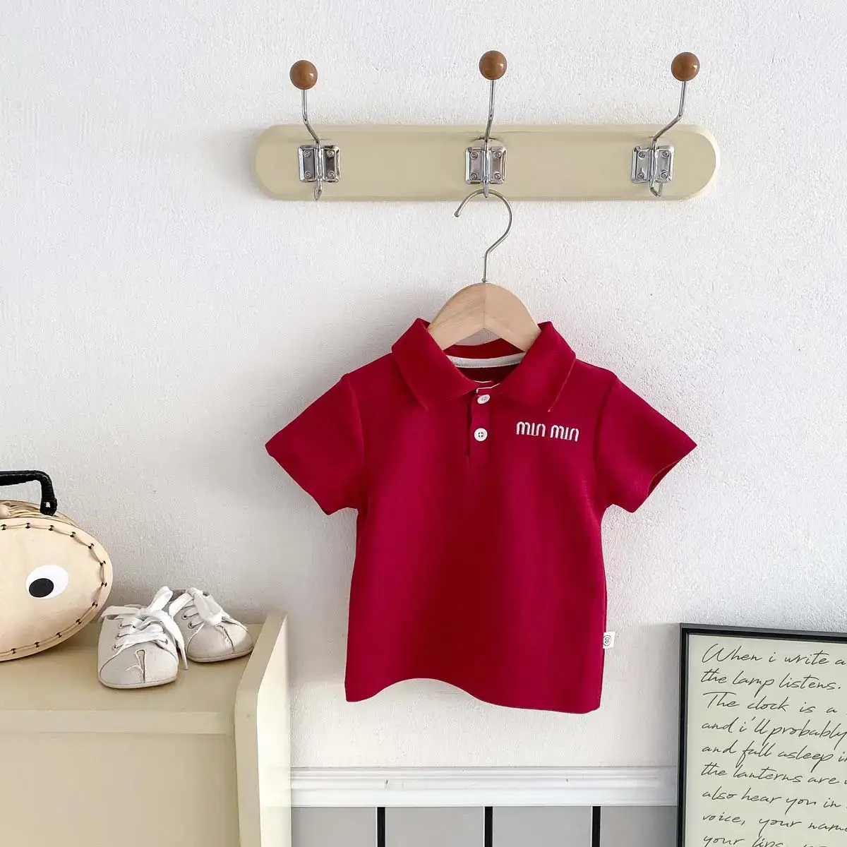 Summer Boys Korean Polo Shirt White Blue Red