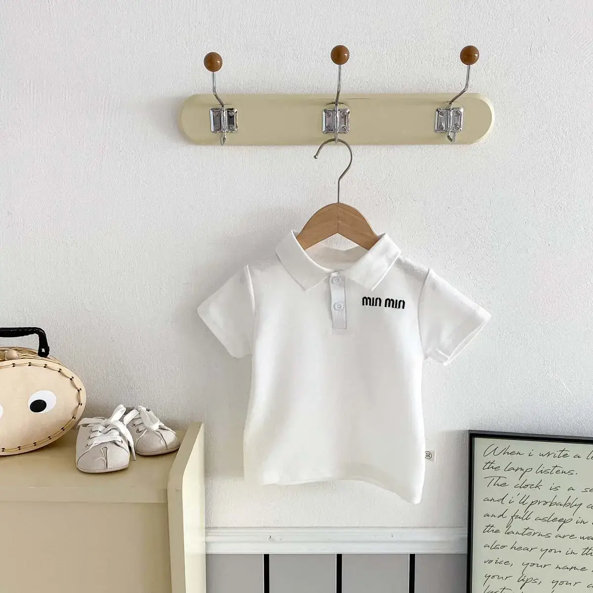 Summer Boys Korean Polo Shirt White Blue Red