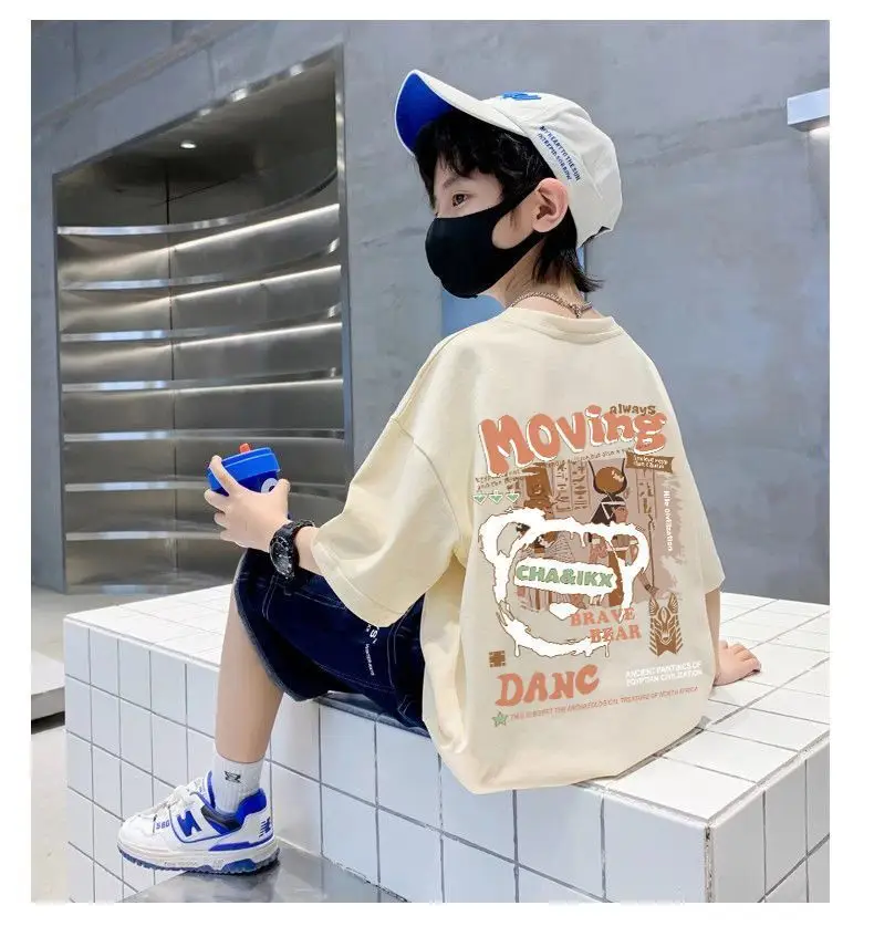 Kids Cotton Cartoon T-Shirt Black Summer Wear — feature 12
