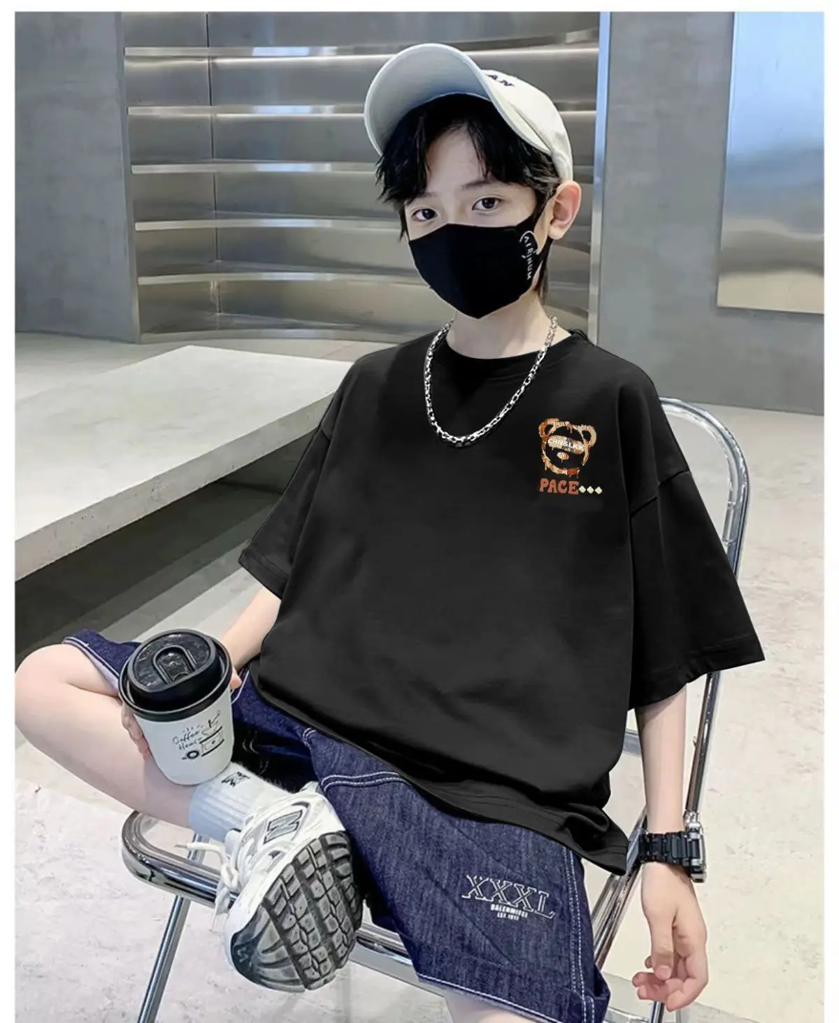 Kids Cotton Cartoon T-Shirt Black Summer Wear — feature 4
