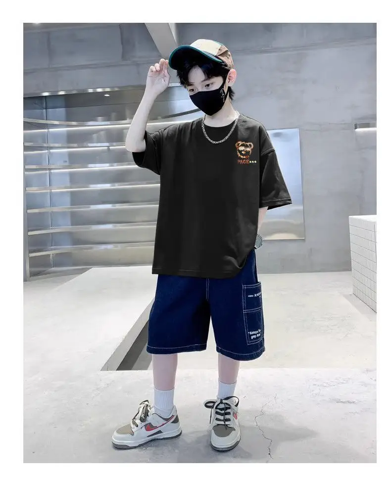 Kids Cotton Cartoon T-Shirt Black Summer Wear — feature 5