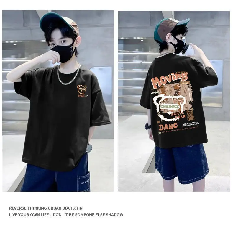 Kids Cotton Cartoon T-Shirt Black Summer Wear — feature 6