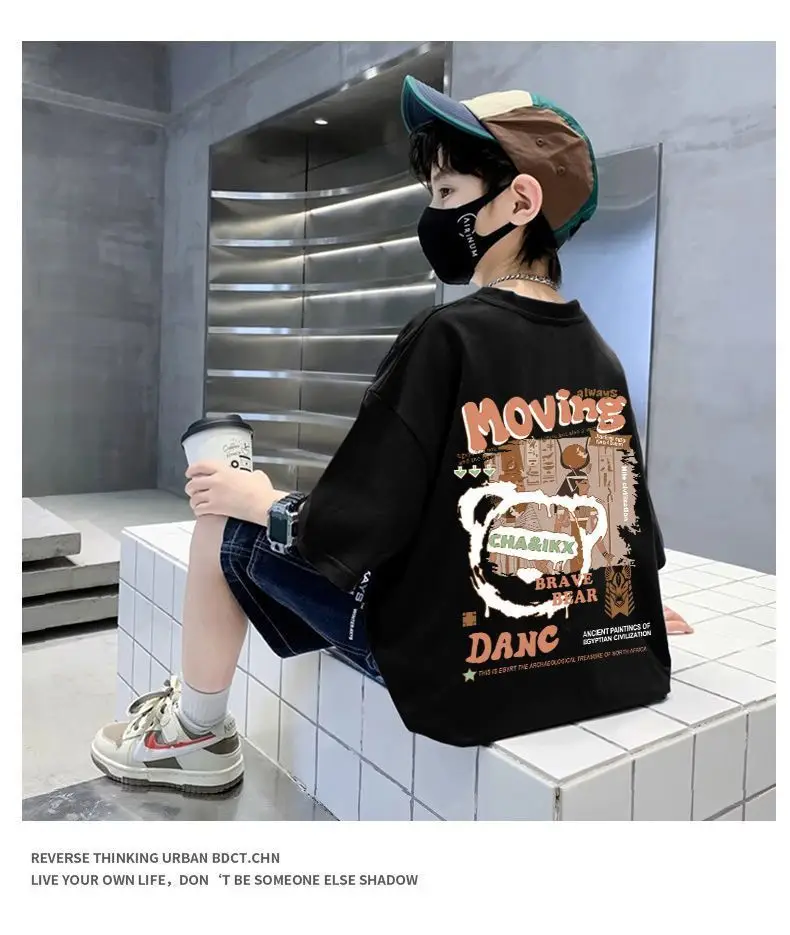 Kids Cotton Cartoon T-Shirt Black Summer Wear — feature 7