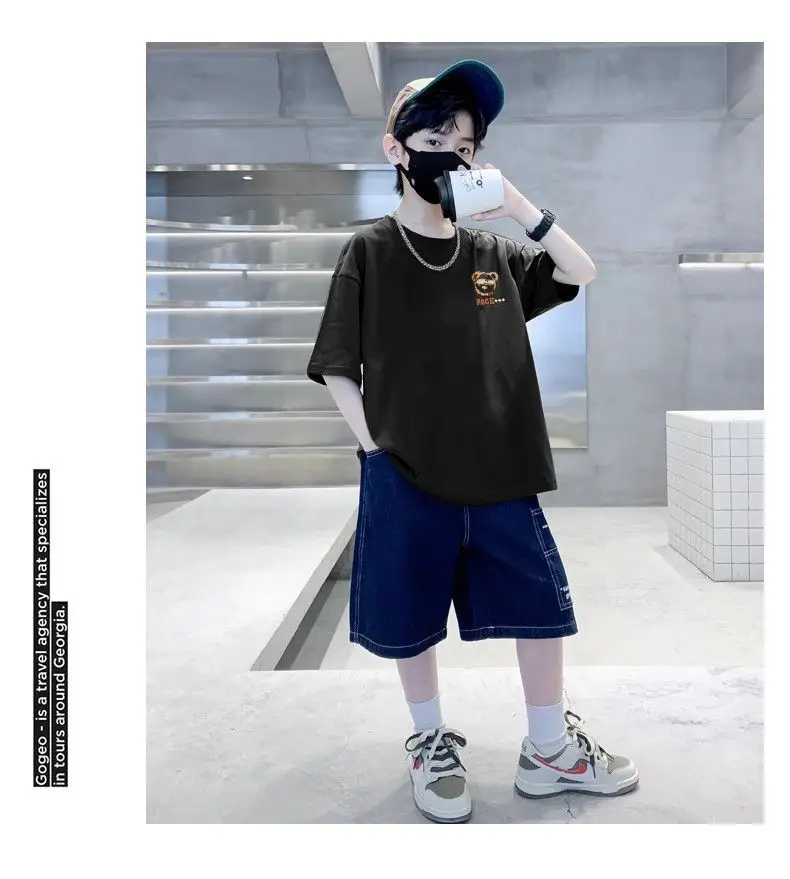 Kids Cotton Cartoon T-Shirt Black Summer Wear — feature 8