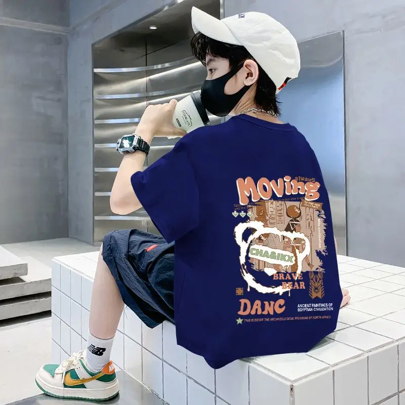 Kids Cotton Cartoon T-Shirt Black Summer Wear