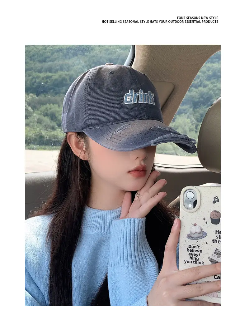 Gradual Ripped Baseball Cap Men Women All Match Outdoor Sunscreen Cap Spring Summer Korean Style Face Shown Small Cap — feature 5