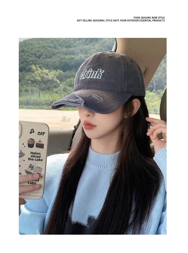 Gradual Ripped Baseball Cap Men Women All Match Outdoor Sunscreen Cap Spring Summer Korean Style Face Shown Small Cap — feature 6