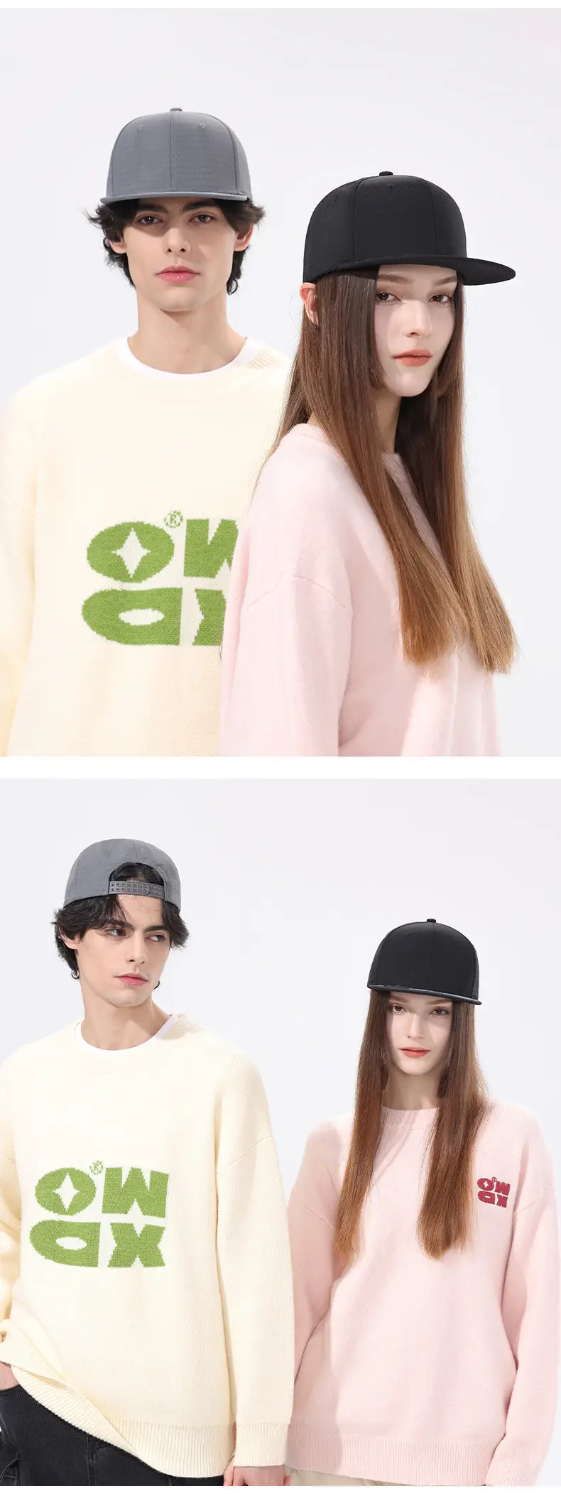 White Hard Top Baseball Cap with Embroidered Brand Label — feature 13