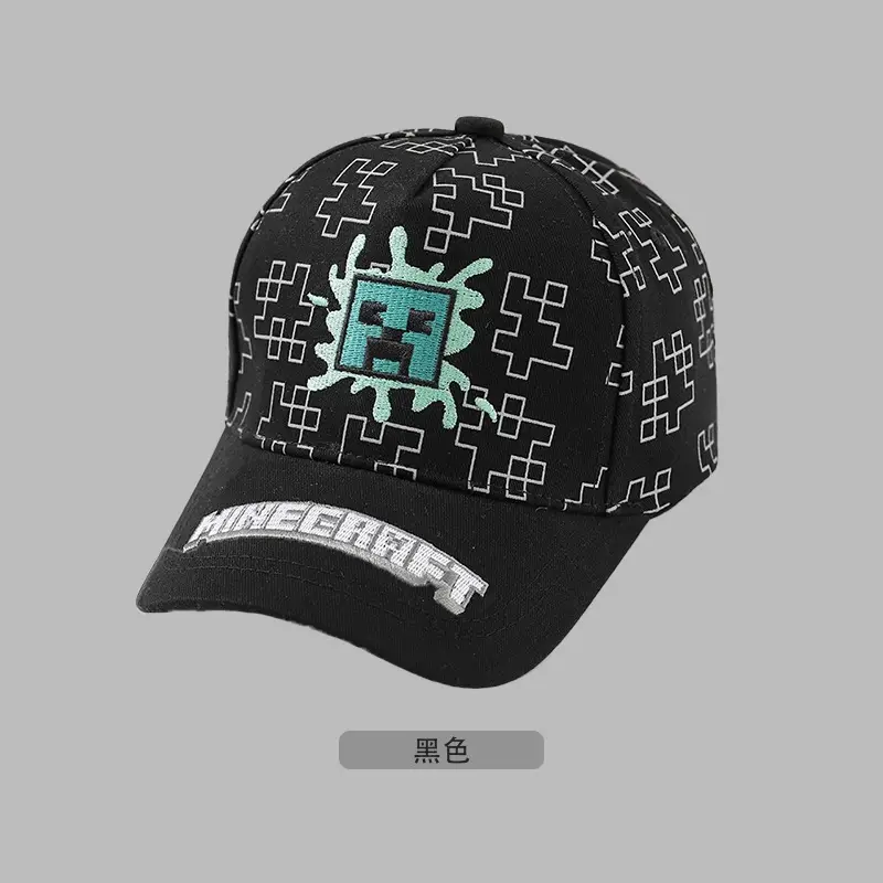 Minecraft Creeper Baseball Cap Black with Curved Brim — feature 3