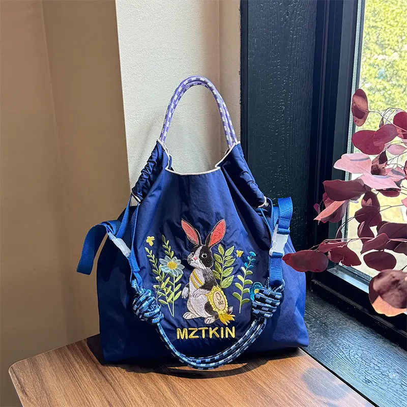 Embroidered Blue Bunny Bag for Women - Image 65