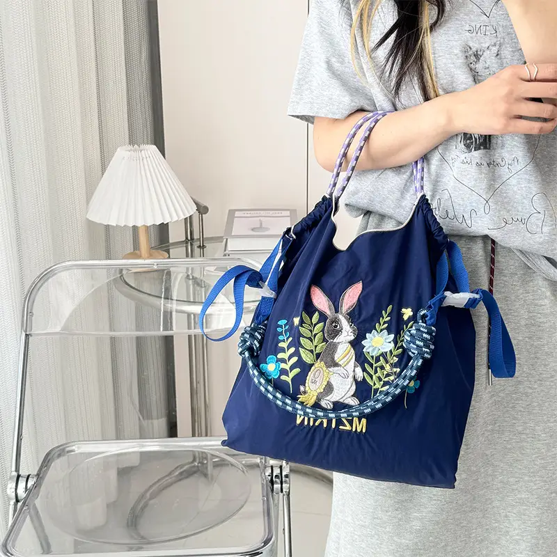 Embroidered Blue Bunny Bag for Women - Image 66