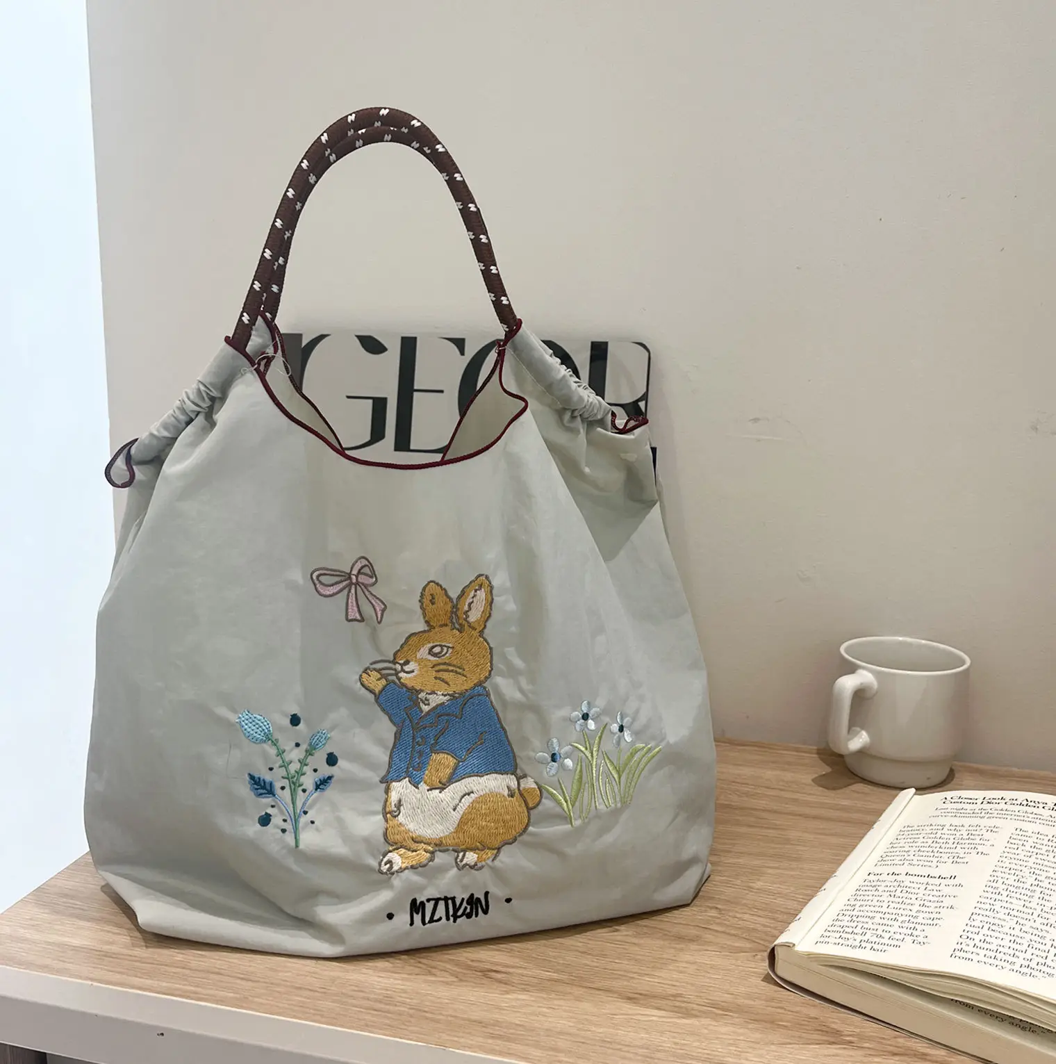 Embroidered Blue Bunny Bag for Women - Image 11