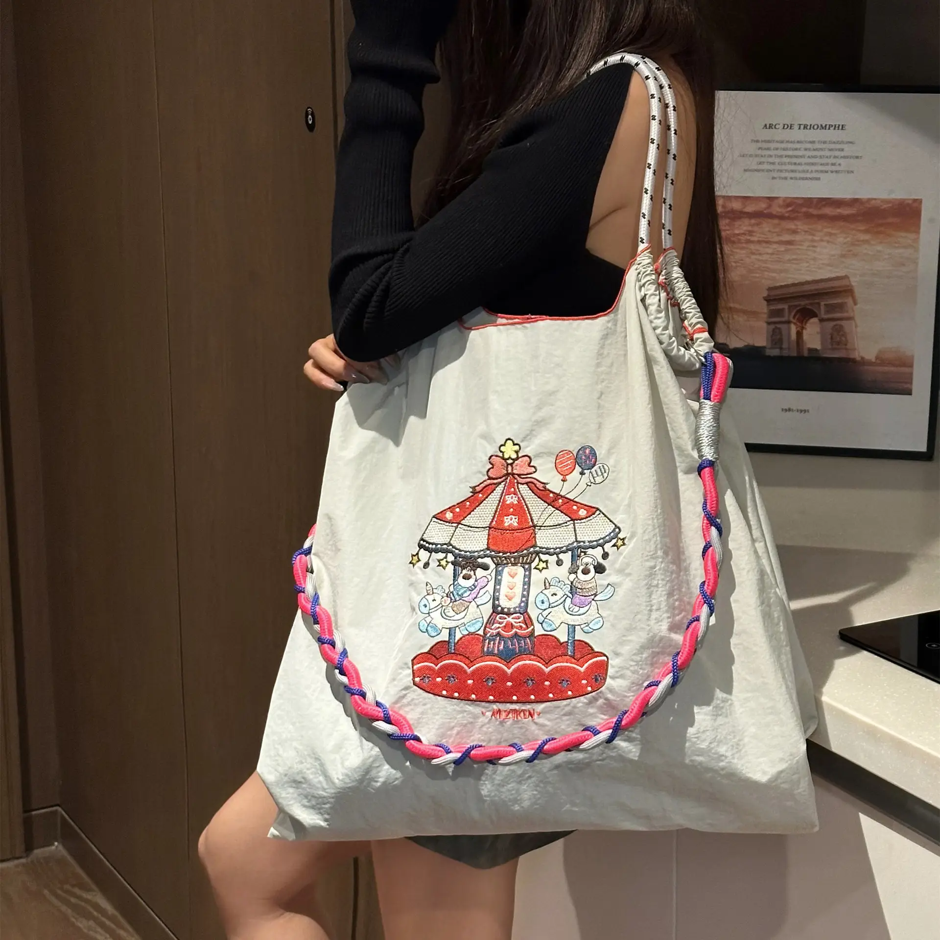 Embroidered Blue Bunny Bag for Women - Image 16