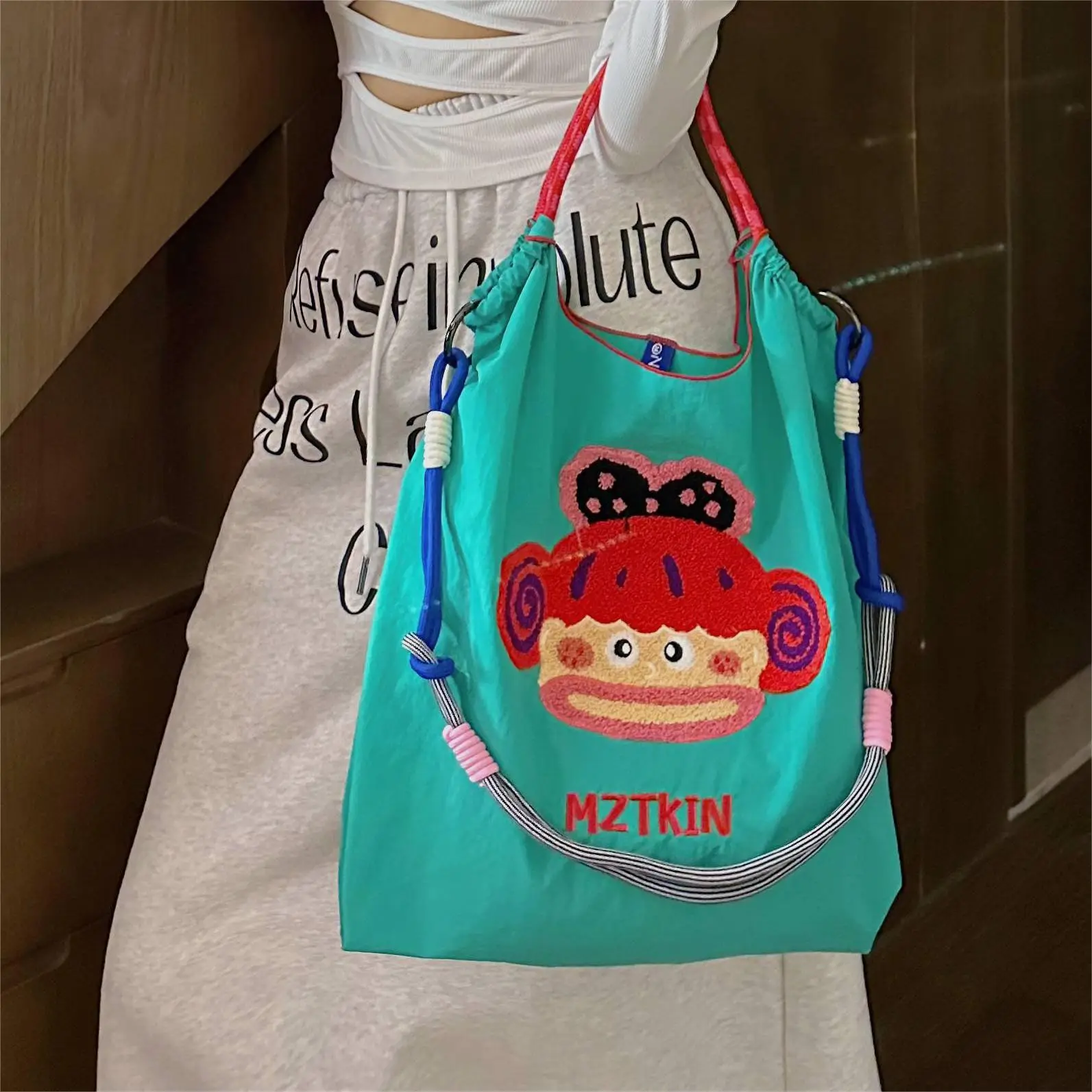 Embroidered Blue Bunny Bag for Women - Image 21