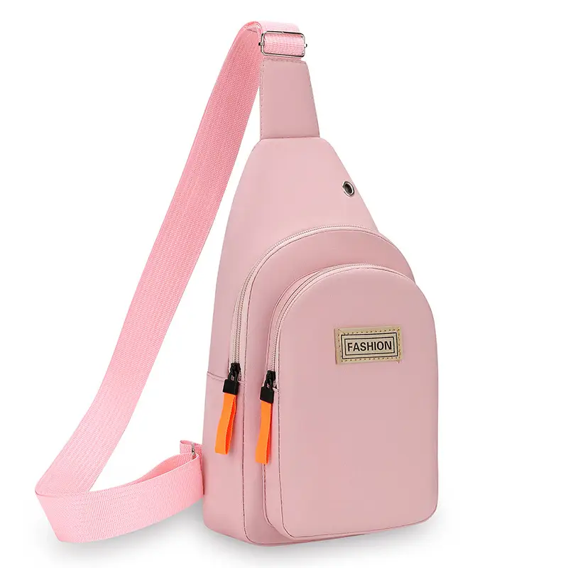 Pink Women's Lightweight Oxford Chest Bag with Adjustable Strap - Image 9