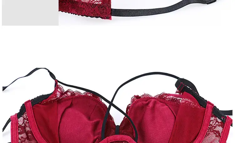 Black Lace Push Up Bra Panties Set Small — feature 17