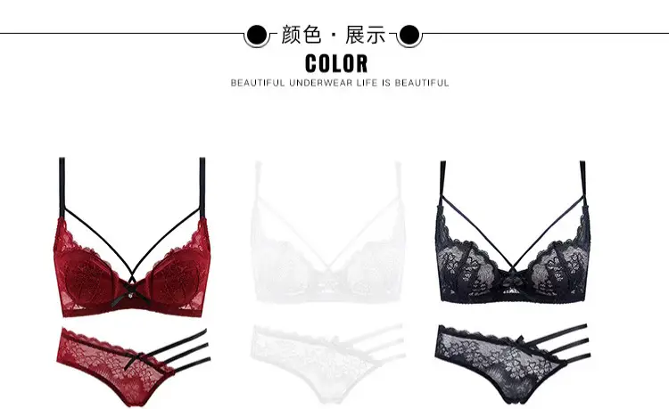 Black Lace Push Up Bra Panties Set Small — feature 22