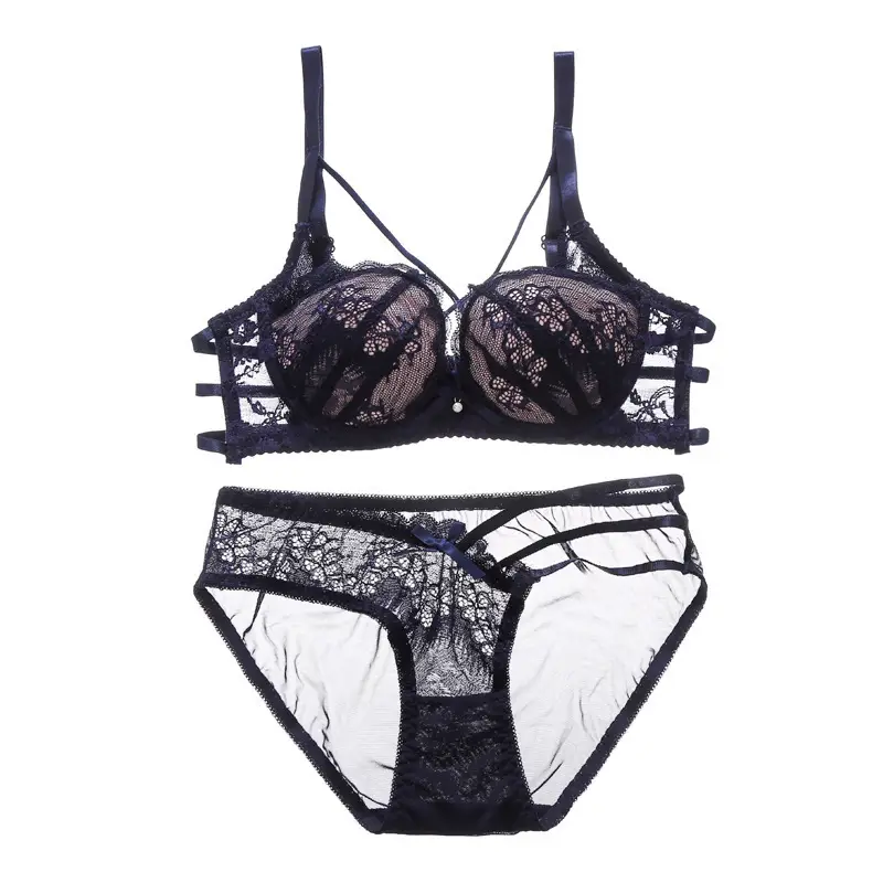 Black Lace Push Up Bra Panties Set Small - Image 5
