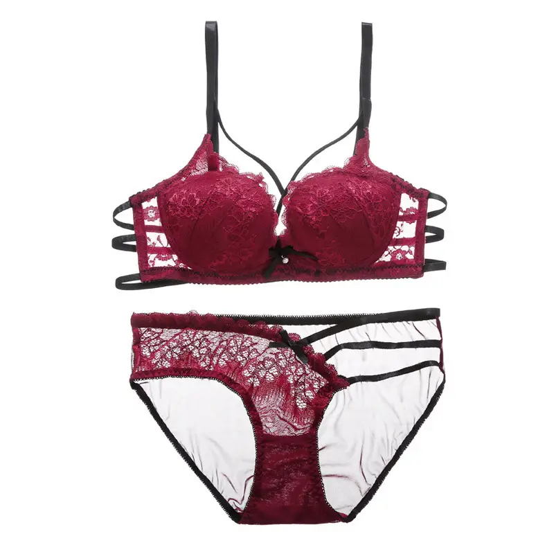 Black Lace Push Up Bra Panties Set Small - Image 7