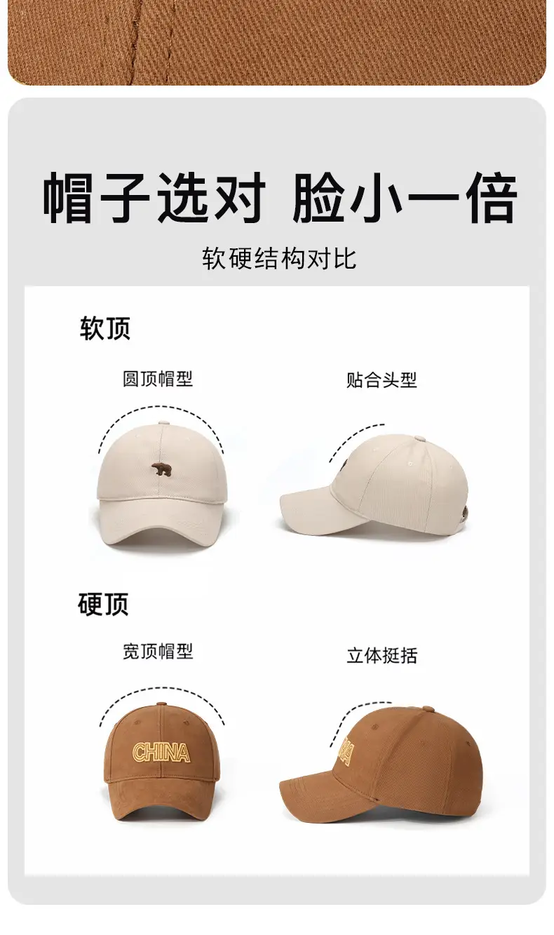 Brown 7.5cm Embroidered Baseball Cap for Men Women — feature 4