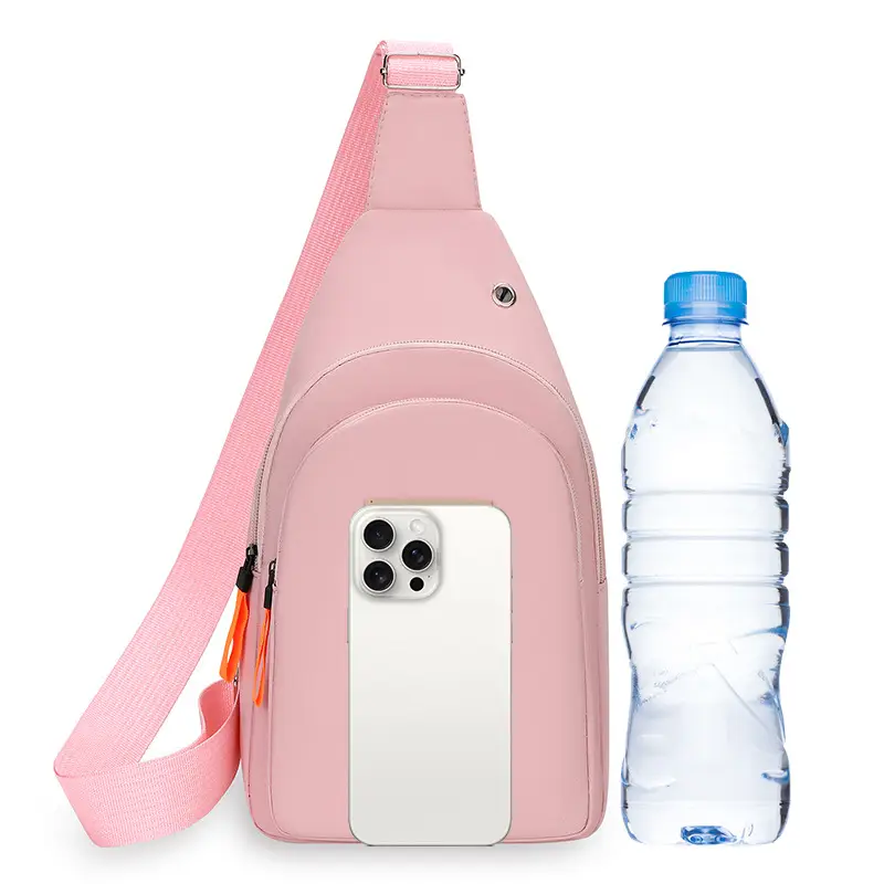 Pink Women's Multi-functional Chest Bag with Adjustable Strap - Image 6