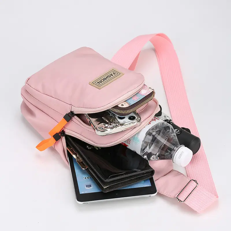 Pink Women's Multi-functional Chest Bag with Adjustable Strap - Image 7