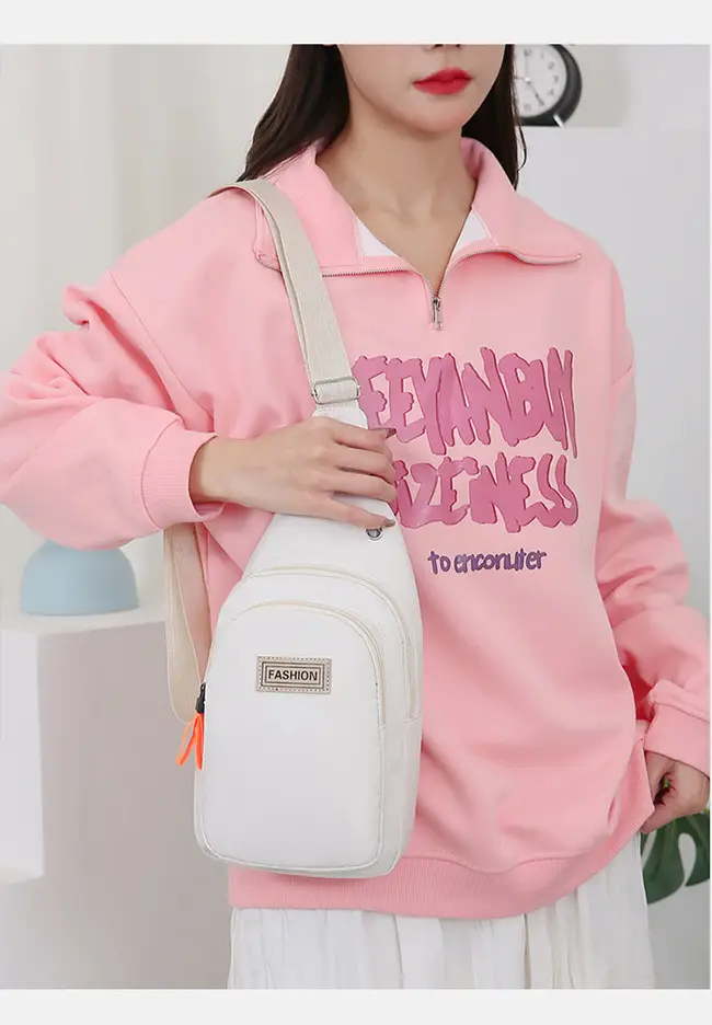 Pink Women's Multi-functional Chest Bag with Adjustable Strap — feature 17